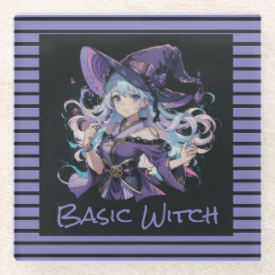 Posavasos De Vidrio Halloween/Bruja/púrpura