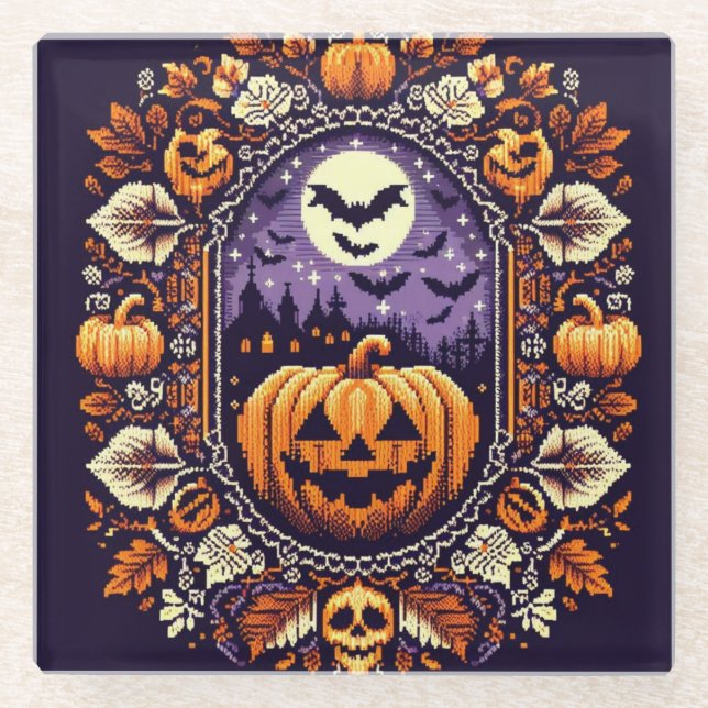Posavasos De Vidrio Halloween/Calabaza (Anverso)