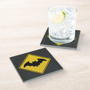 Posavasos De Vidrio Halloween con advertencia de murciélago de vampiro