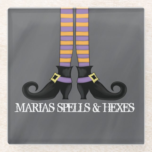 Posavasos De Vidrio Halloween Cute Divertido Zapatos De Brujas Whimsic (Anverso)