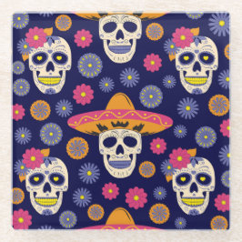 POSAVASOS DE VIDRIO HALLOWEEN DAY OF THE DEAD CANDY SKULLS