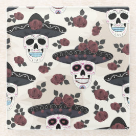 POSAVASOS DE VIDRIO HALLOWEEN DAY OF THE DEAD CANDY SKULLS