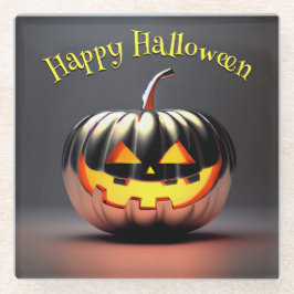 Posavasos De Vidrio Halloween de calabaza brillante