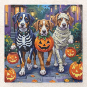 Posavasos De Vidrio Halloween de truco o trato del Gran Montañés Suizo
