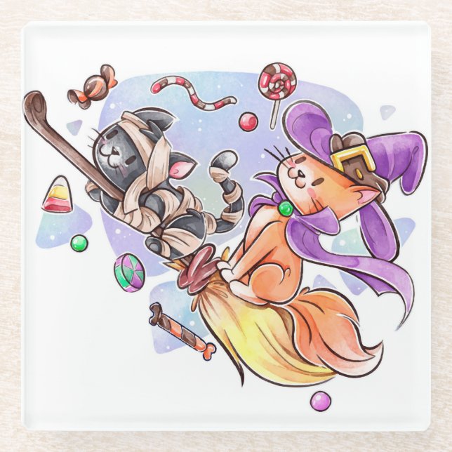 Posavasos De Vidrio Halloween Glass Coaster (Anverso)