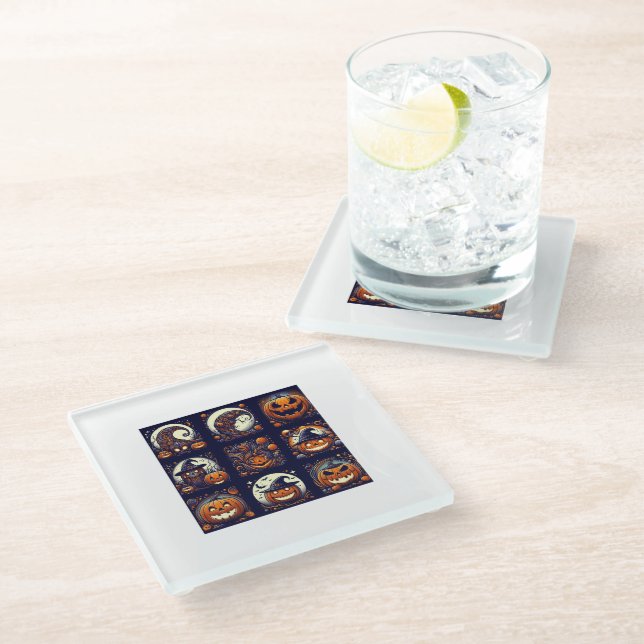Posavasos De Vidrio Halloween Glass Coaster (Angular)