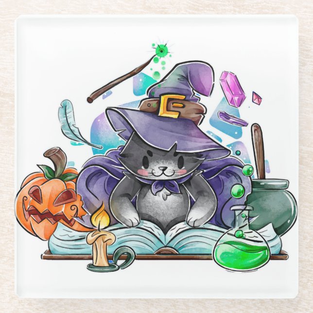 Posavasos De Vidrio Halloween Glass Coaster (Anverso)