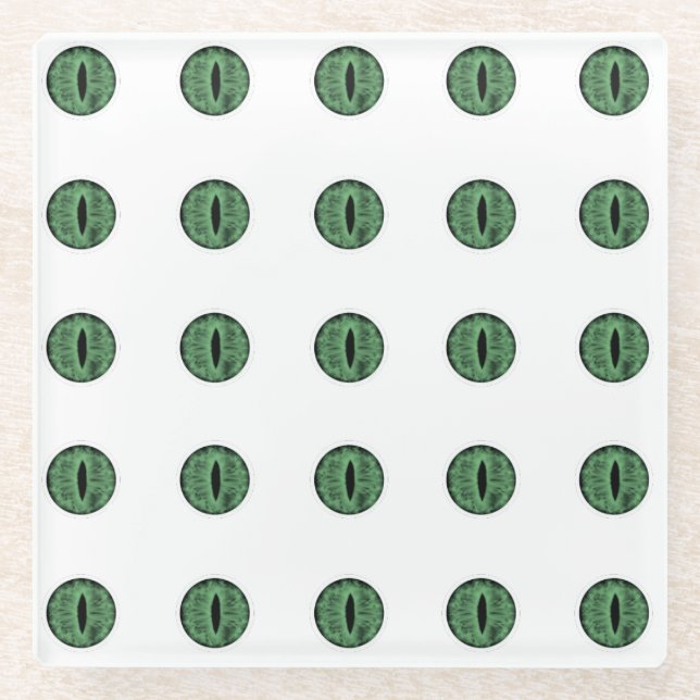 Posavasos De Vidrio Halloween Green Polka Dot Eyes (Anverso)