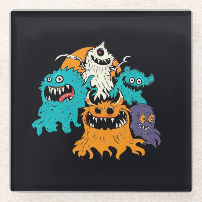 Posavasos De Vidrio Halloween/Monster/Octubre/Otoño (Anverso)