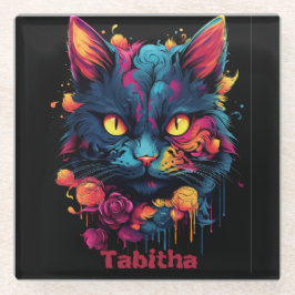 Posavasos De Vidrio Halloween/Sasuy Cat/Witch/Wizard personalizado