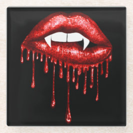 POSAVASOS DE VIDRIO HALLOWEEN SPOOKY RED DRIPPING VAMPIRE LIPS