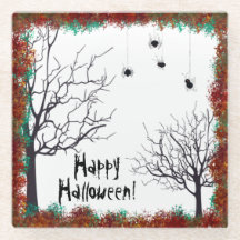 Halloween Spooky Tree Spiders colgando el follaje
