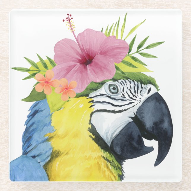 Posavasos De Vidrio Halo tropical - loro (Anverso)