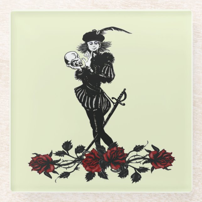 Posavasos De Vidrio Hamlet El Bardo Verde Lima  (Anverso)