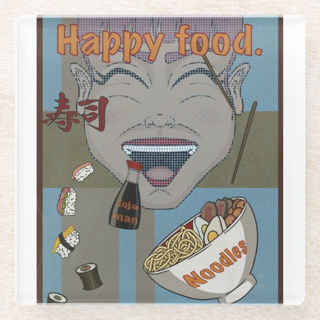 Posavasos De Vidrio Happy food (Anverso)