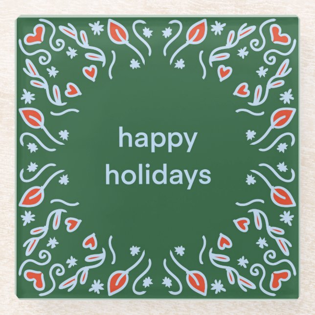 Posavasos De Vidrio Happy holidays note (Anverso)