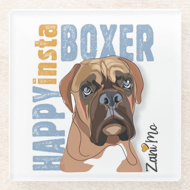 Posavasos De Vidrio Happy Insta Boxer - Zani Mo Dog (Anverso)