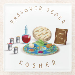 Posavasos De Vidrio Happy Passover SEDER Kosher Pesach Plate