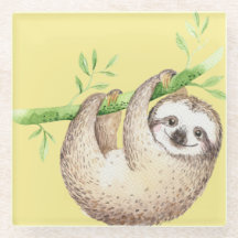 Happy Sloth Watercolor