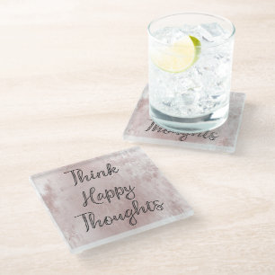 Posavasos De Vidrio Happy Thoughts Dusty Rosa Rubor Pink