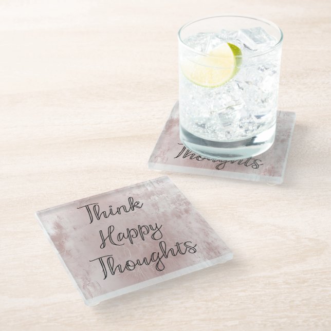 Posavasos De Vidrio Happy Thoughts Dusty Rosa Rubor Pink (Angular)