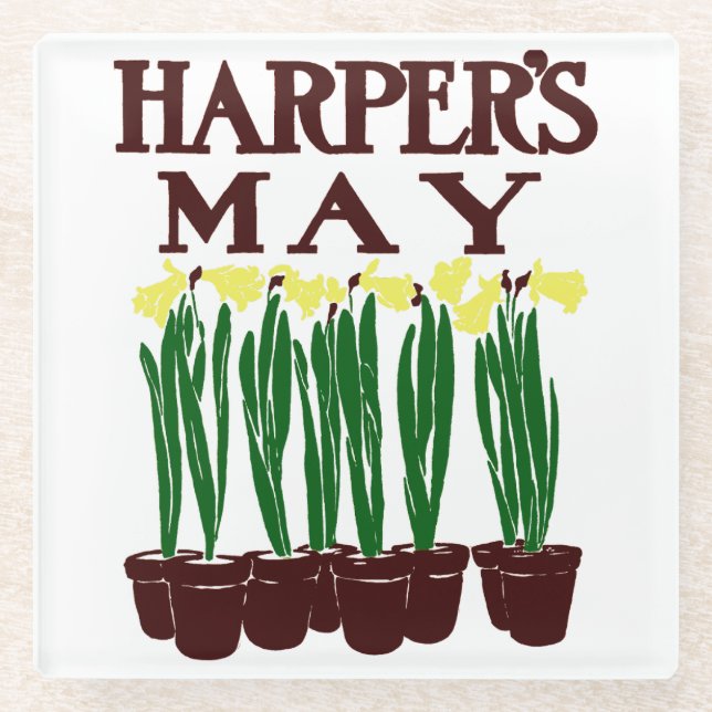 Posavasos De Vidrio Harper's 1899 Edward Penfield Daffodils (Anverso)