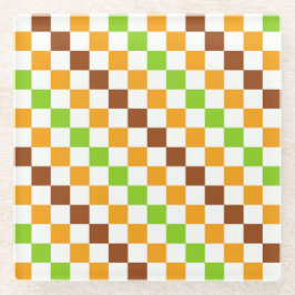 Posavasos De Vidrio Harvest diagonal checkerboard pattern