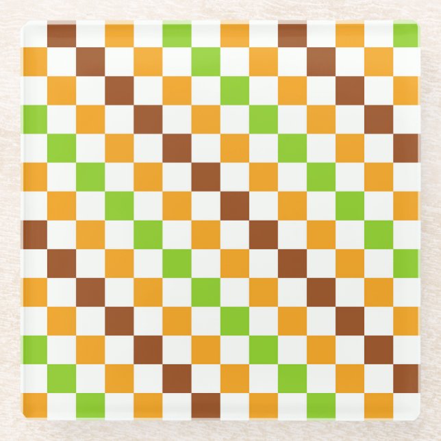 Posavasos De Vidrio Harvest diagonal checkerboard pattern (Anverso)