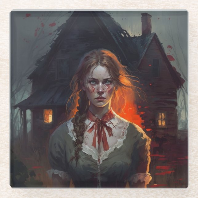 Posavasos De Vidrio Haunting house (Anverso)
