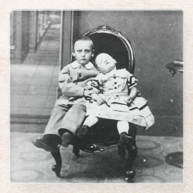 Posavasos De Vidrio Haunting Vintage Sibling Portrait  (Anverso)