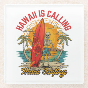 Posavasos De Vidrio Hawái está llamando a Maui Vibraciones de Isla de
