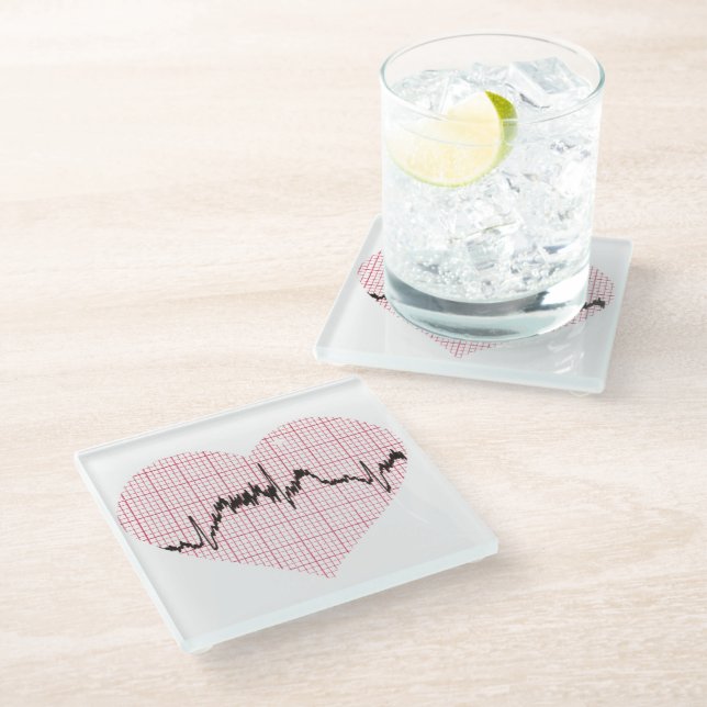 Posavasos De Vidrio Heart Beat VII (Angular)