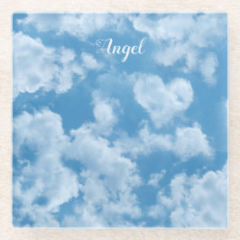 Posavasos De Vidrio Heart Cloud Sky Cute Divertido nombre personalizad