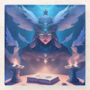 Posavasos De Vidrio Hechicera preparándose para lanzar un hechizo