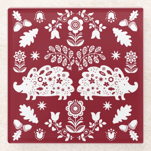 Posavasos De Vidrio Hedgehog Folk Art (Anverso)