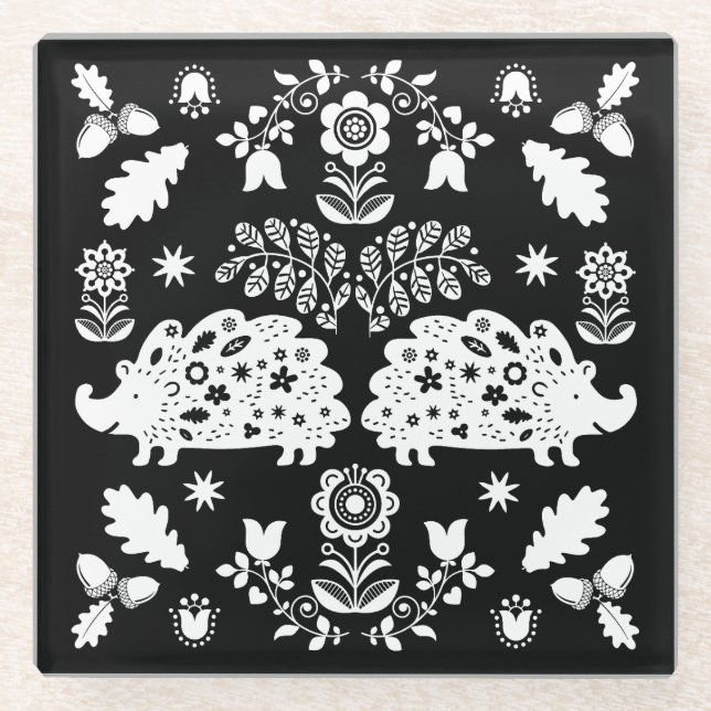 Posavasos De Vidrio Hedgehog Folk Art (Anverso)