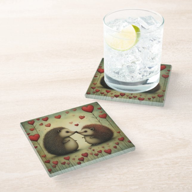 Posavasos De Vidrio Hedgehog Love 1 (Angular)