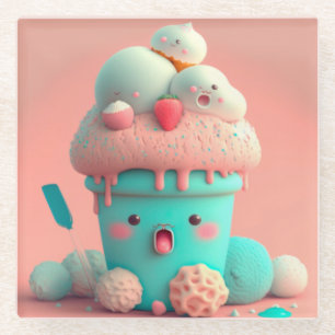 Posavasos De Vidrio Helado de Kawaii
