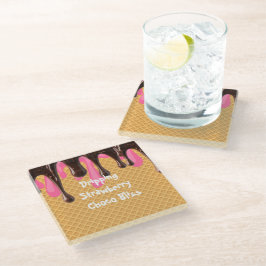 Posavasos De Vidrio Helado,Goteando Felicidad de Choco Fresa,