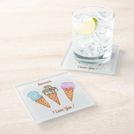 Posavasos De Vidrio Helado te amo lindo verano   