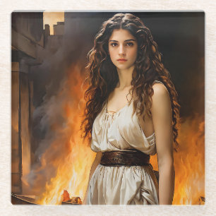 Posavasos De Vidrio "Helena Atemporal: Catalizadora de Troya"