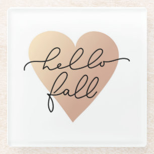 Posavasos De Vidrio Hello Fall Love Heart