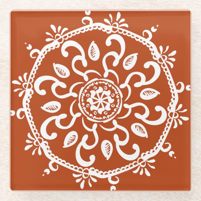 Posavasos De Vidrio Henna Mandala (Anverso)
