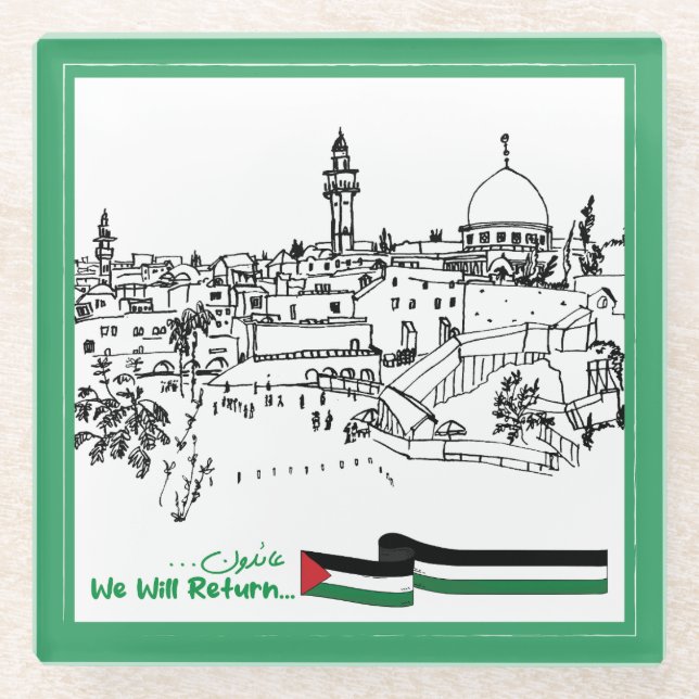 Posavasos De Vidrio Herencia y esperanza palestinas: Regresaremos (Anverso)