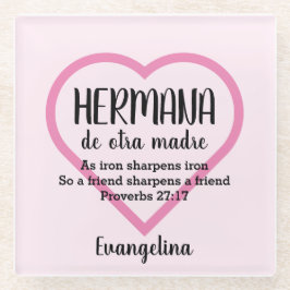 Posavasos De Vidrio HERMANA DE OTRA MADRE Christian BFF Personalizado