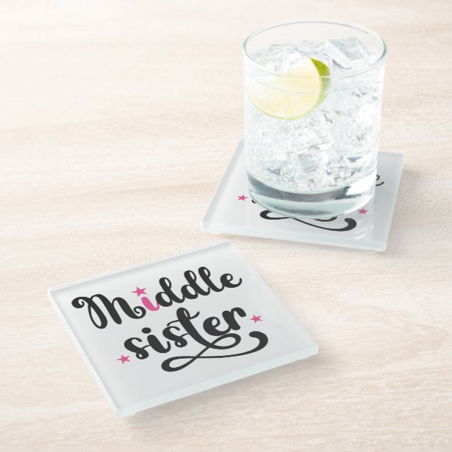 Posavasos De Vidrio Hermana del Medio, Estrellas Cutas (Angular)