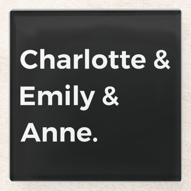 Posavasos De Vidrio Hermanas Brontë I - Charlotte & Emily & Anne (Anverso)