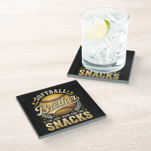 Posavasos De Vidrio Hermano de Sóftbol Divertido Snacks Deportes