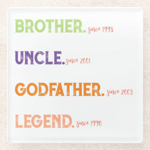 Posavasos De Vidrio Hermano Tío Padrino Leyenda Desde Año