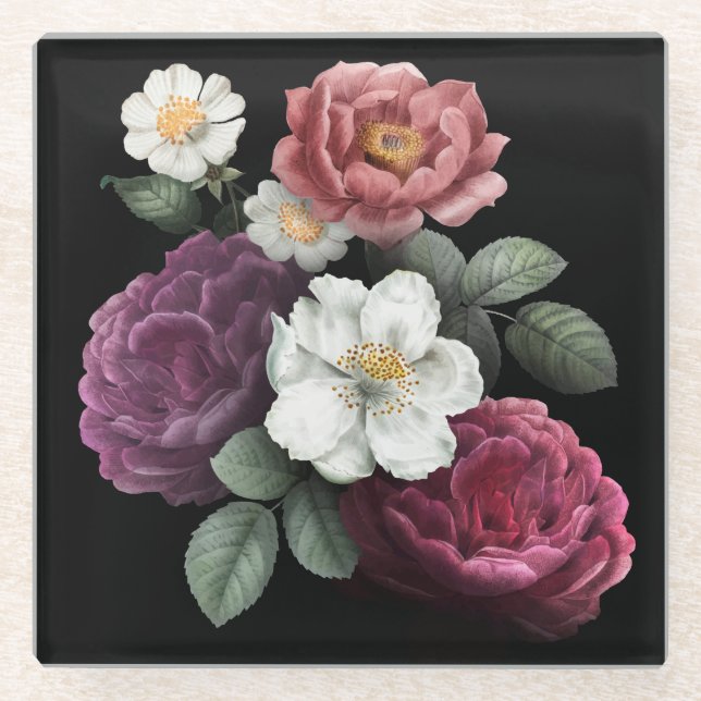 Posavasos De Vidrio Hermosa Floral (Anverso)